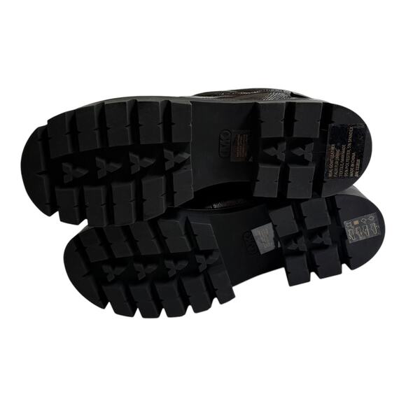 NEW Michael Kors Womens SLIPPER 11 Barton Crackled Patent Leather Chunky Black - Picture 7 of 10